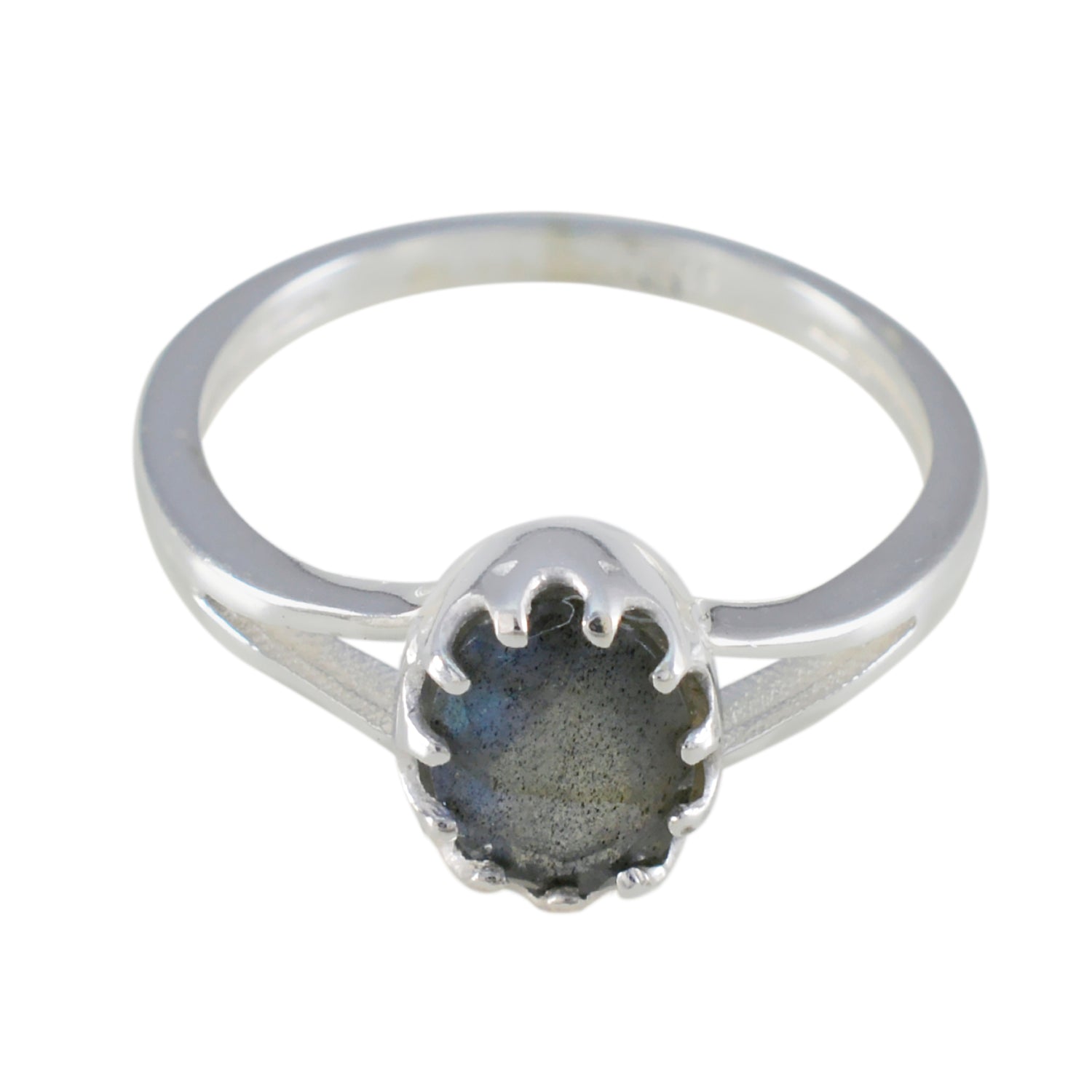 Labradorite Solitaire American 92.5 Silver Gray Gemstones Dainty Trendy Ring Jewellery メイン画像