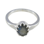 Labradorite Solitaire American 92.5 Silver Gray Gemstones Dainty Trendy Ring Jewellery