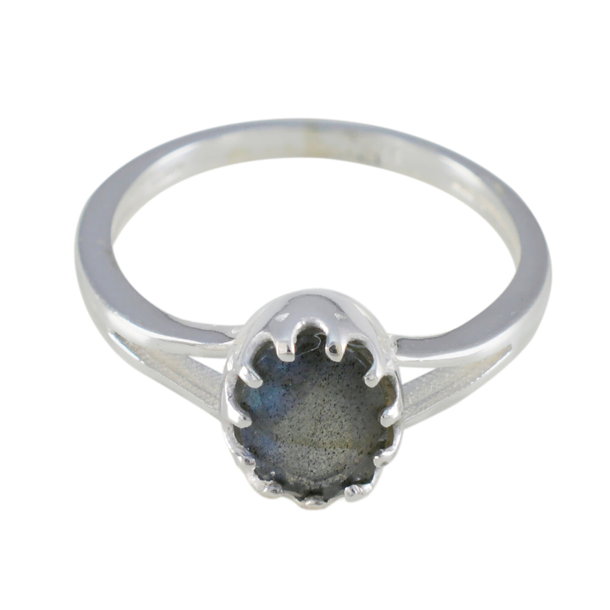Labradorite Solitaire American 92.5 Silver Gray Gemstones Dainty Trendy Ring Jewellery