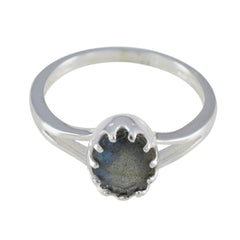 Labradorite Solitaire American 92.5 Silver Gray Gemstones Dainty Trendy Ring Jewellery