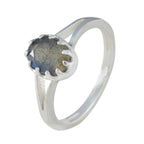 Labradorite Solitaire American 92.5 Silver Gray Gemstones Dainty Trendy Ring Jewellery