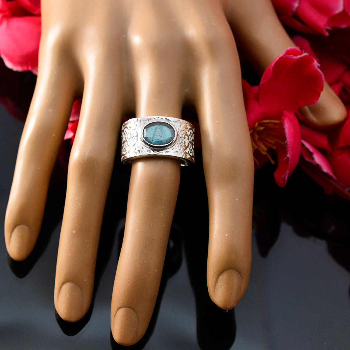 Labradorite Solitaire Moroccan Sterling Silver Gray Gems Essential  Art Deco Ring Jewelry