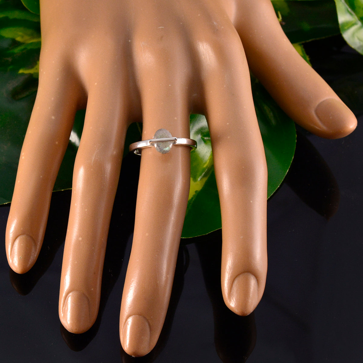 Labradorite Solitaire Japanese Silver Gray Gems Delicate Fairytale Ring Jewellery