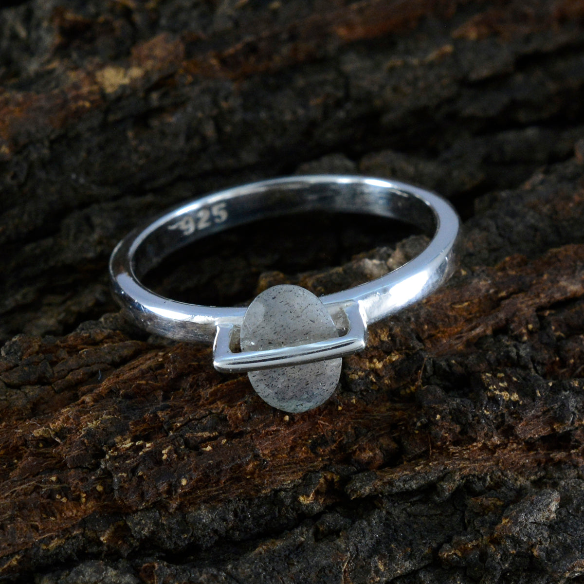 Labradorite Solitaire Japanese Silver Gray Gems Delicate Fairytale Ring Jewellery