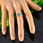 Labradorite Solitaire Korean Sterling Silver Gray Gemstones Dainty Modern Ring Jewellery
