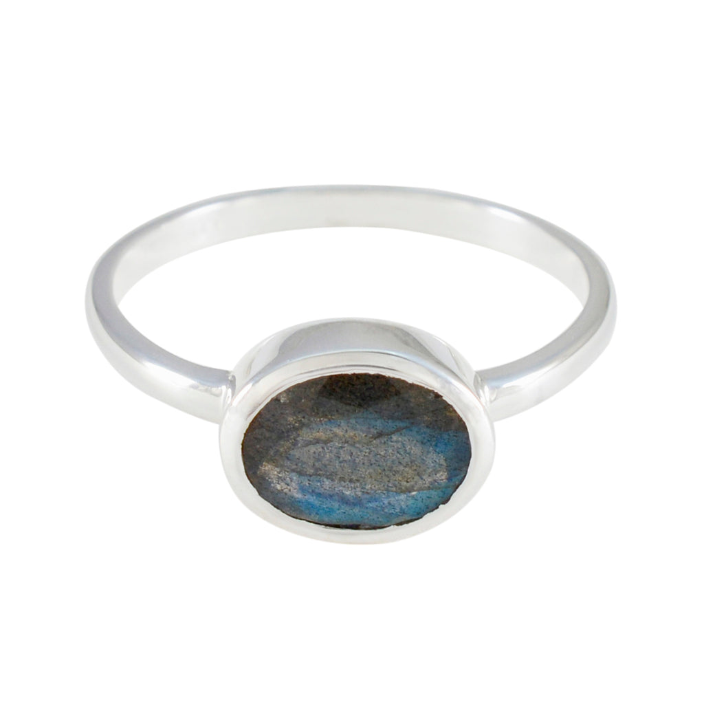 Labradorite Solitaire Korean Sterling Silver Gray Gemstones Dainty Modern Ring Jewellery