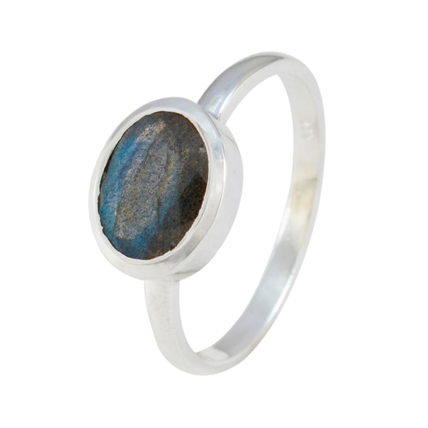 Labradorite Solitaire Korean Sterling Silver Gray Gemstones Dainty Modern Ring Jewellery