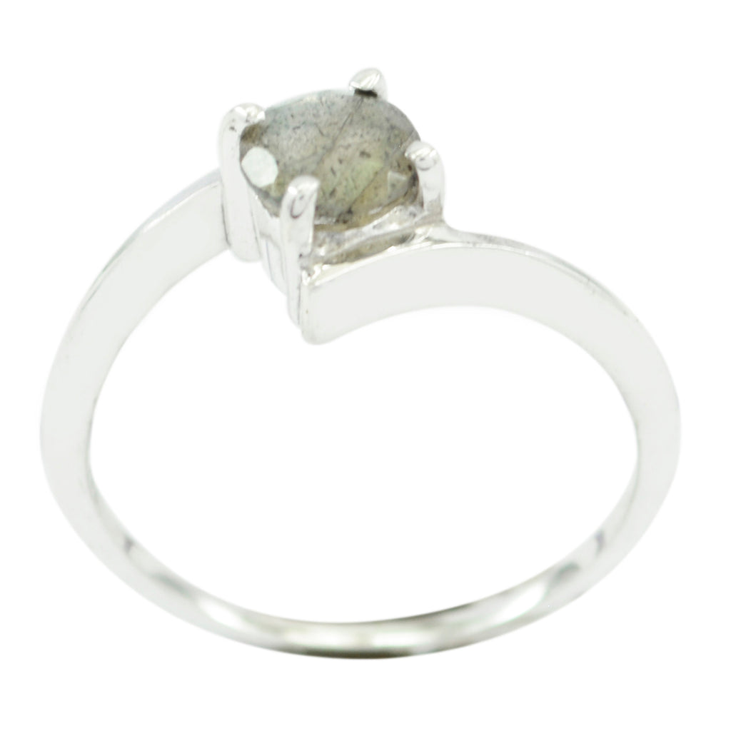 Labradorite Solitaire Turkish Silver Gray Gems Dainty Modern Ring Jewelry