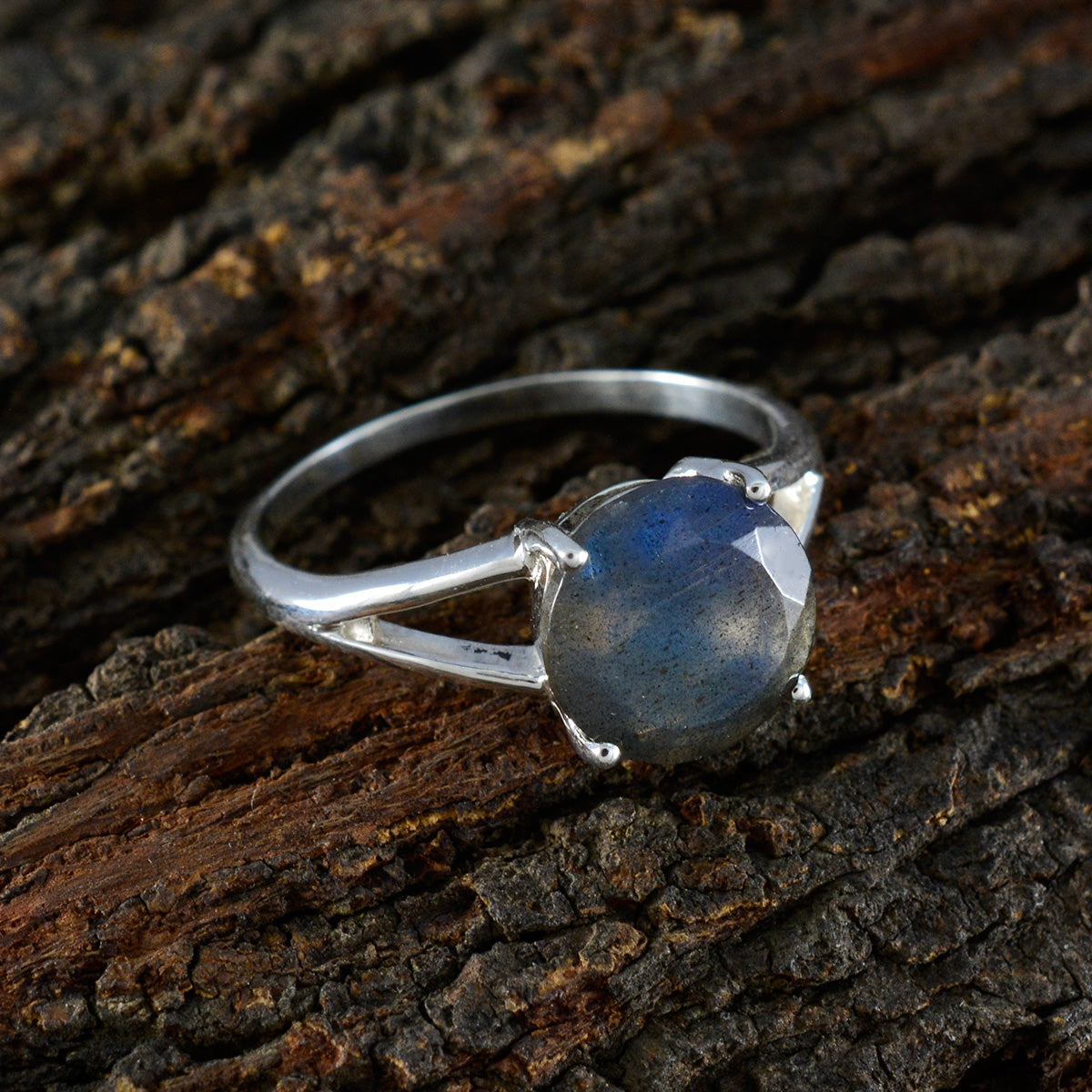 Labradorite Solitaire Russian 925 Silver Gray Gems Featherlight Glamorous Ring Jewellery