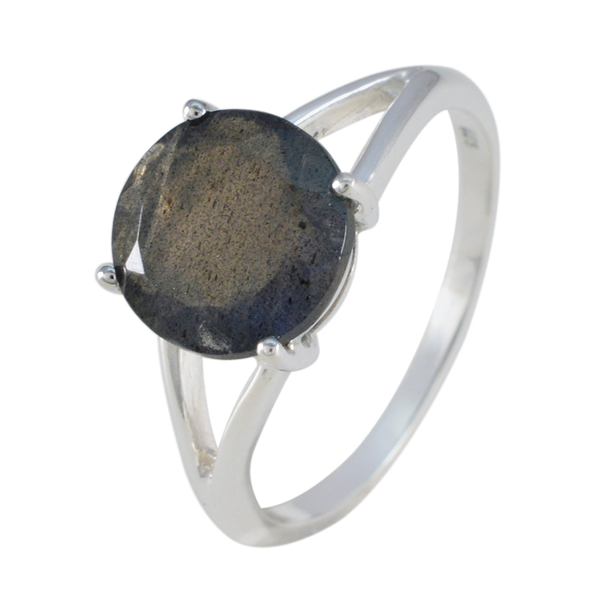 Labradorite Solitaire Russian 925 Silver Gray Gems Featherlight Glamorous Ring Jewellery