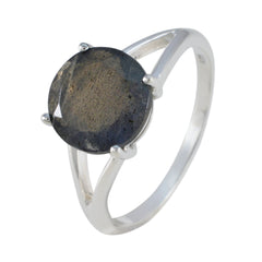 Labradorite Solitaire Russian 925 Silver Gray Gems Featherlight Glamorous Ring Jewellery