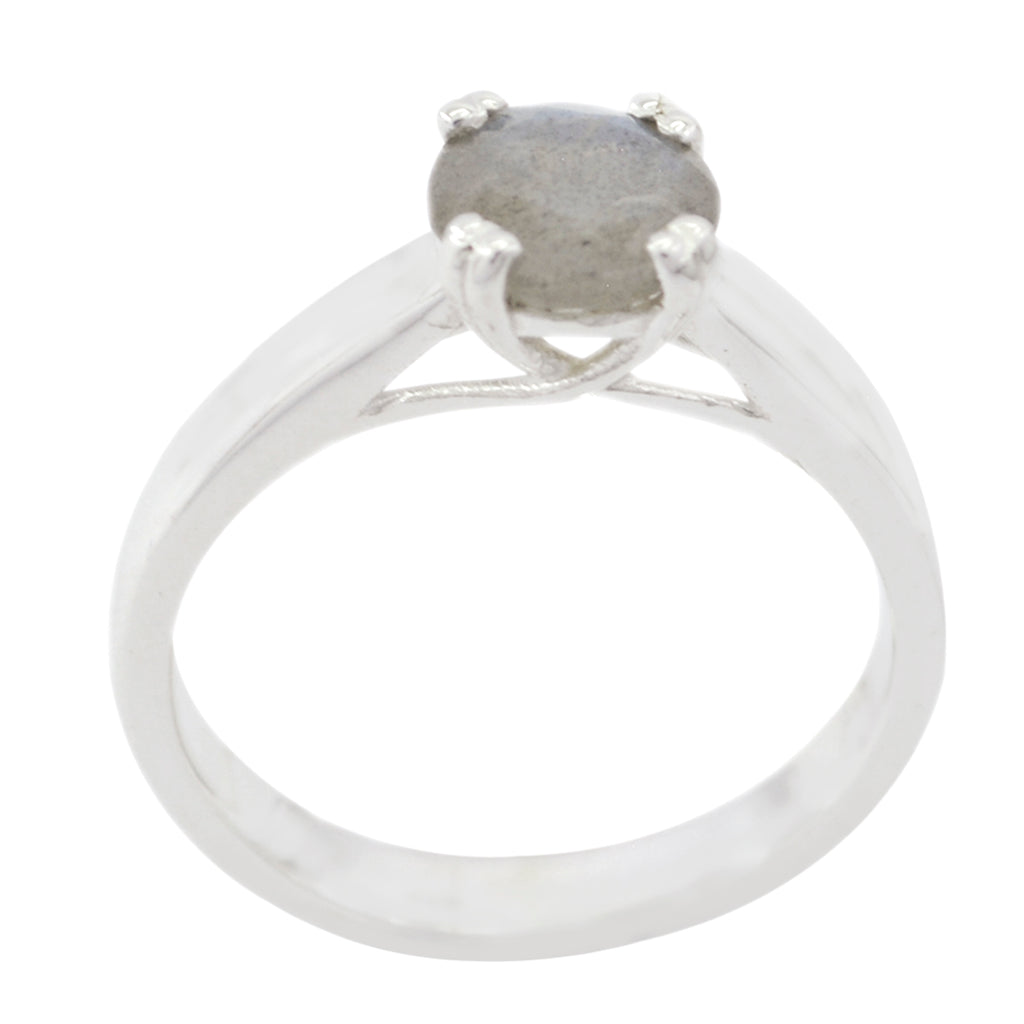 Labradorite Solitaire Indian Sterling Silver Gray Gemstone Tiny Trendy Ring Jewellery
