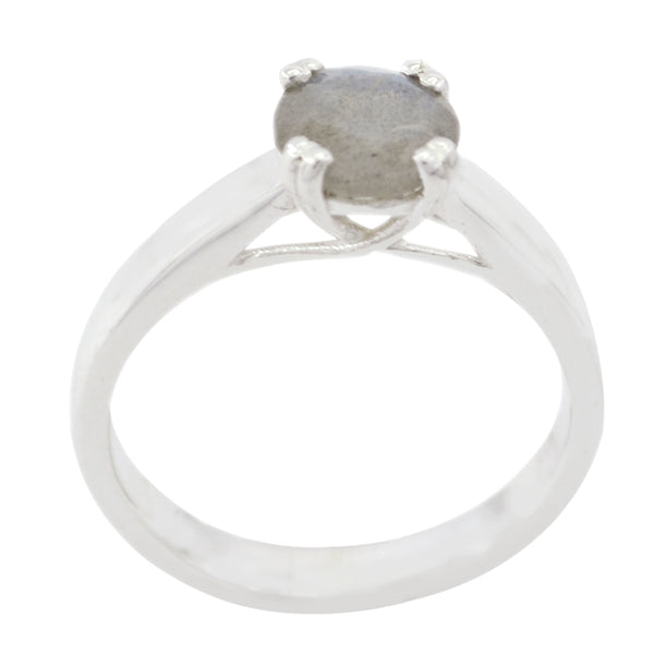 Labradorite Solitaire Indian Sterling Silver Gray Gemstone Tiny Trendy Ring Jewellery