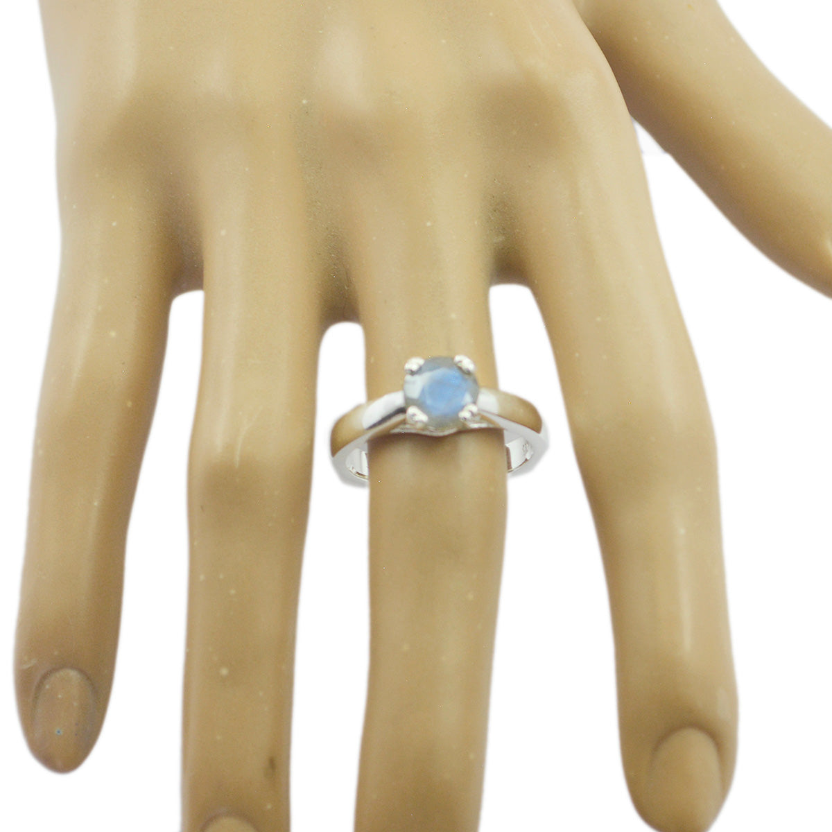 Labradorite Solitaire Indian Sterling Silver Gray Gemstone Tiny Trendy Ring Jewellery