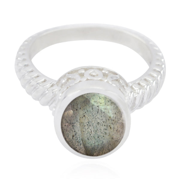 Labradorite Solitaire Russian Sterling Silver Gray Gems Minimal Abstract Ring Jewelry