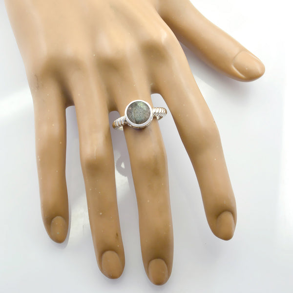 Labradorite Solitaire Russian Sterling Silver Gray Gems Minimal Abstract Ring Jewelry