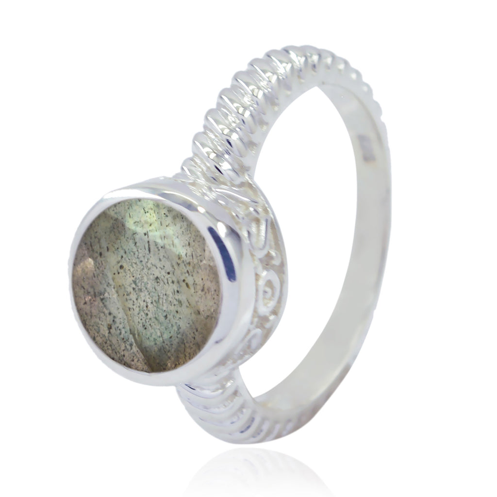 Labradorite Solitaire Russian Sterling Silver Gray Gems Minimal Abstract Ring Jewelry
