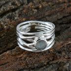 Labradorite Solitaire Italian 92.5 Silver Gray Gems Eye catching Rope Wire Band Jewellery