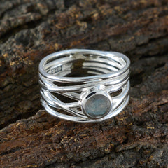 Labradorite Solitaire Italian 92.5 Silver Gray Gems Eye catching Rope Wire Band Jewellery