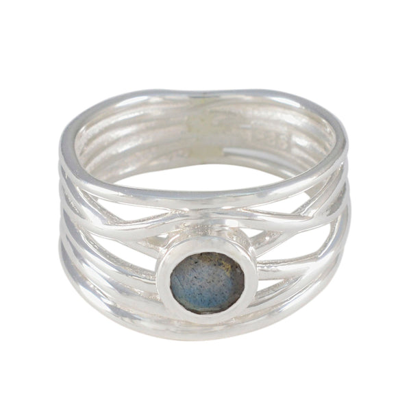 Labradorite Solitaire Italian 92.5 Silver Gray Gems Eye catching Rope Wire Band Jewellery
