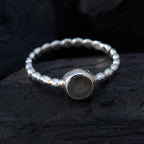 Labradorite Solitaire German 925 Silver Gray Gemstones Slim Luxurious Ring Jewellery