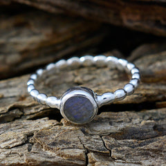 Labradorite Solitaire German 925 Silver Gray Gemstones Slim Luxurious Ring Jewellery