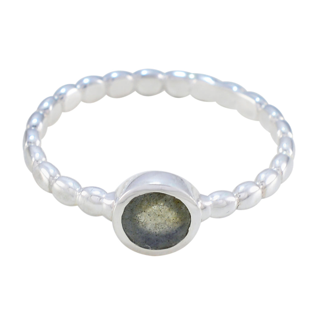 Labradorite Solitaire German 925 Silver Gray Gemstones Slim Luxurious Ring Jewellery