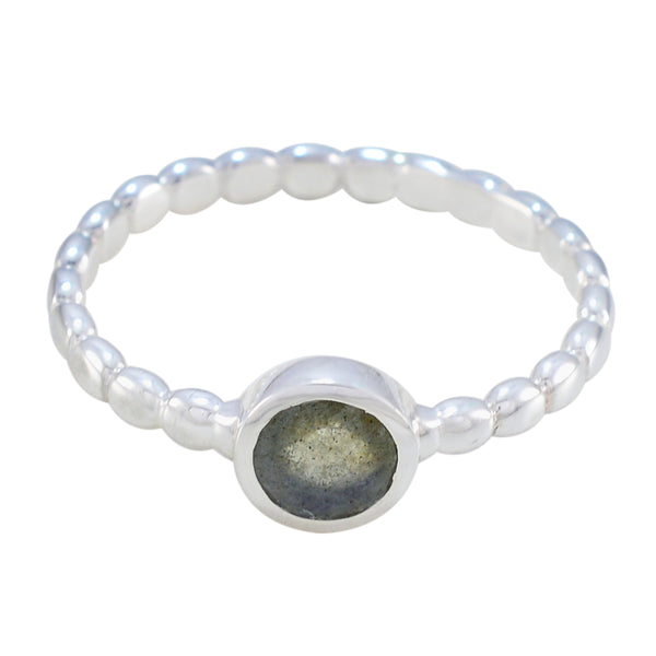 Labradorite Solitaire German 925 Silver Gray Gemstones Slim Luxurious Ring Jewellery
