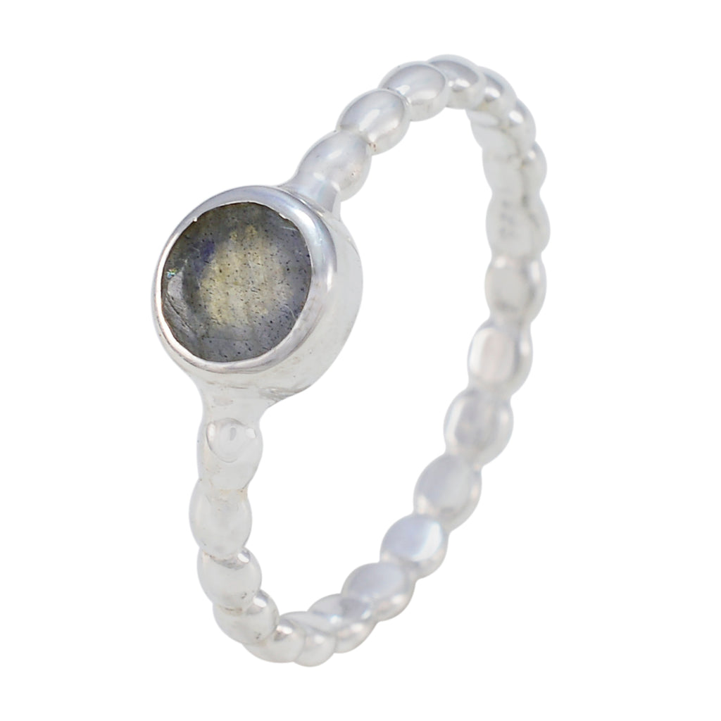 Labradorite Solitaire German 925 Silver Gray Gemstones Slim Luxurious Ring Jewellery