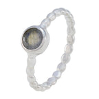 Labradorite Solitaire German 925 Silver Gray Gemstones Slim Luxurious Ring Jewellery