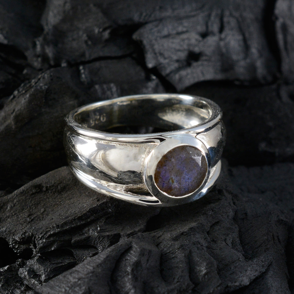 Labradorite Solitaire African 925 Silver Gray Gemstone Classic Graceful Ring Jewellery