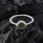 Labradorite Solitaire Japanese 925 Sterling Silver Gray Gems Delicate Twist Ring Jewellery
