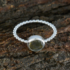 Labradorite Solitaire Japanese 925 Sterling Silver Gray Gems Delicate Twist Ring Jewellery