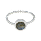 Labradorite Solitaire Japanese 925 Sterling Silver Gray Gems Delicate Twist Ring Jewellery
