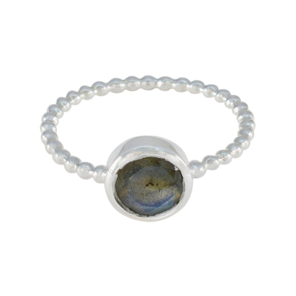 Labradorite Solitaire Japanese 925 Sterling Silver Gray Gems Delicate Twist Ring Jewellery