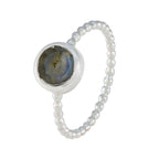 Labradorite Solitaire Japanese 925 Sterling Silver Gray Gems Delicate Twist Ring Jewellery