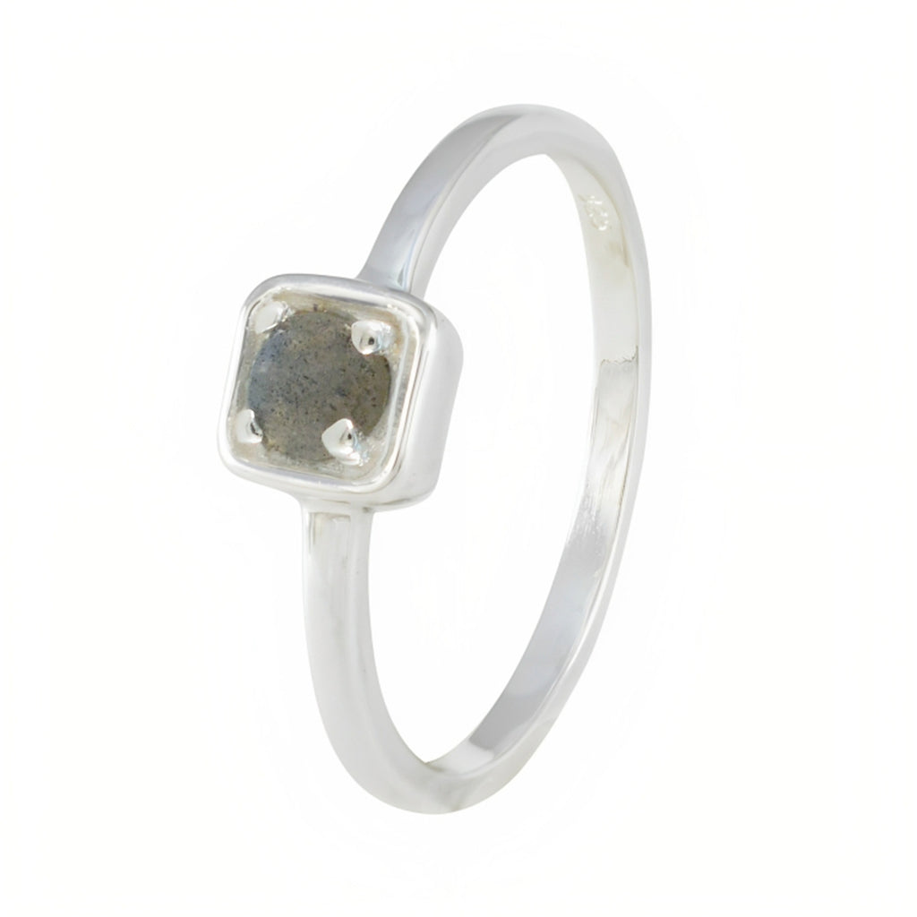 Labradorite Solitaire American 925 Silver Gray Gemstone Delicate Modern Ring Jewellery