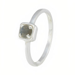 Labradorit Solitär Amerikanischer 925 Silber Grau Edelstein Zarter moderner Ring Schmuck