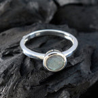 Labradorite Solitaire American 925 Sterling Silver Gray Gems Dainty Abstract Ring Jewelry