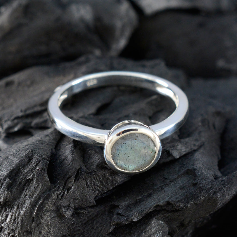 Labradorite Solitaire American 925 Sterling Silver Gray Gems Dainty Abstract Ring Jewelry
