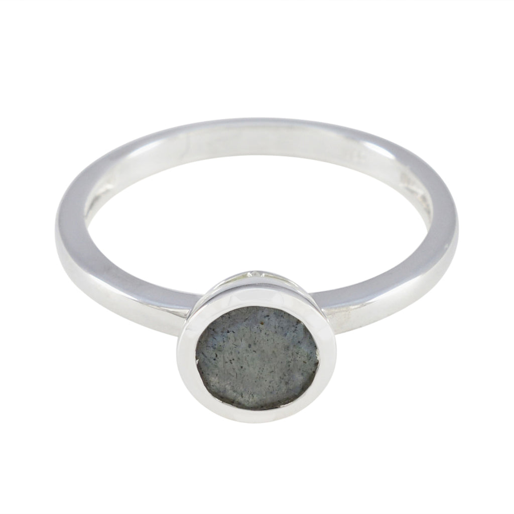 Labradorite Solitaire American 925 Sterling Silver Gray Gems Dainty Abstract Ring Jewelry