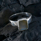 Labradorite Solitaire Egyptian Silver Gray Gemstones Slim Fairytale Ring Jewellery
