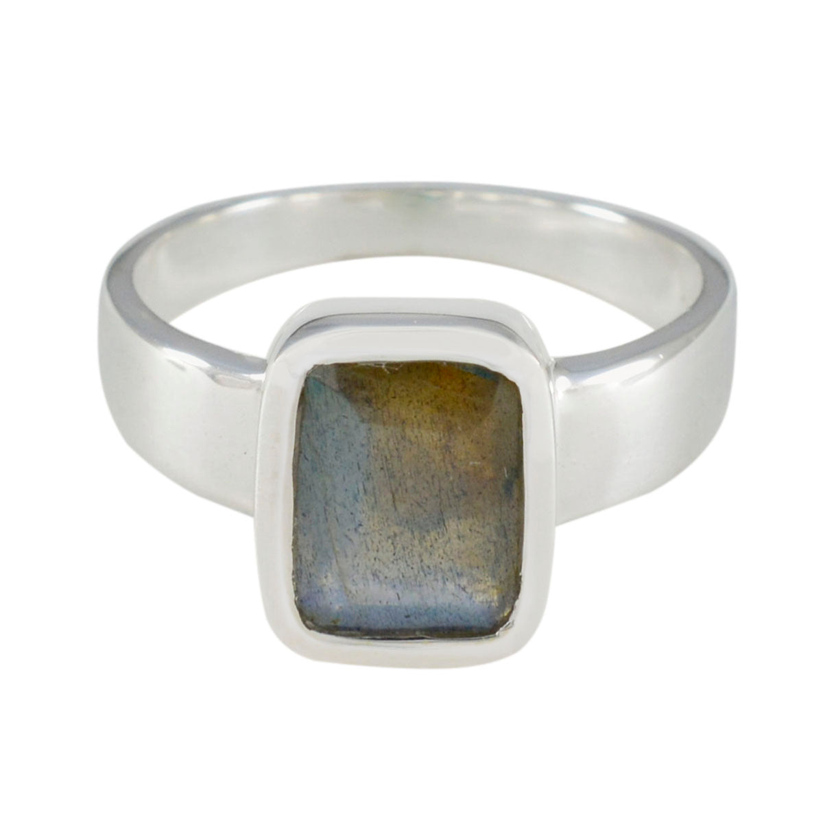 Labradorite Solitaire Egyptian Silver Gray Gemstones Slim Fairytale Ring Jewellery