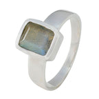 Labradorite Solitaire Egyptian Silver Gray Gemstones Slim Fairytale Ring Jewellery