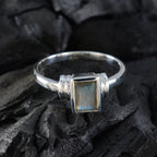 Labradorite Solitaire American 925 Sterling Silver Gray Gemstone Whisper thin Fairytale Ring Jewellery