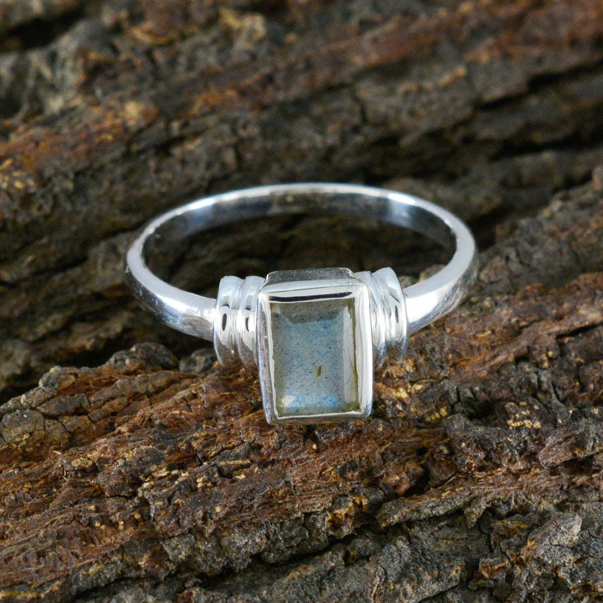 Labradorite Solitaire American 925 Sterling Silver Gray Gemstone Whisper thin Fairytale Ring Jewellery