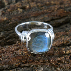 Labradorite Solitaire French 925 Sterling Silver Gray Gemstone Eye catching Modern Ring Jewelry