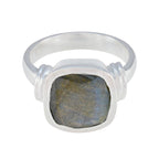Labradorite Solitaire French 925 Sterling Silver Gray Gemstone Eye catching Modern Ring Jewelry