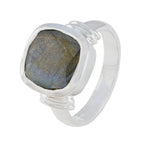 Labradorite Solitaire French 925 Sterling Silver Gray Gemstone Eye catching Modern Ring Jewelry