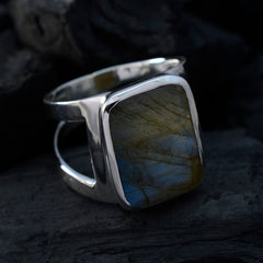 Labradorite Solitaire African 925 Silver Gray Gemstones Mid weight Signet Ring Jewellery